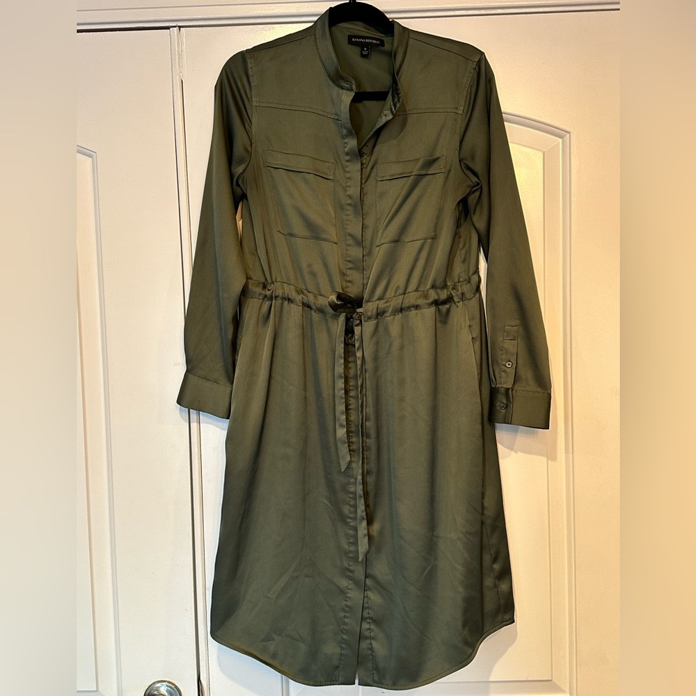 Banana Republic Long Sleeve Olive Dress